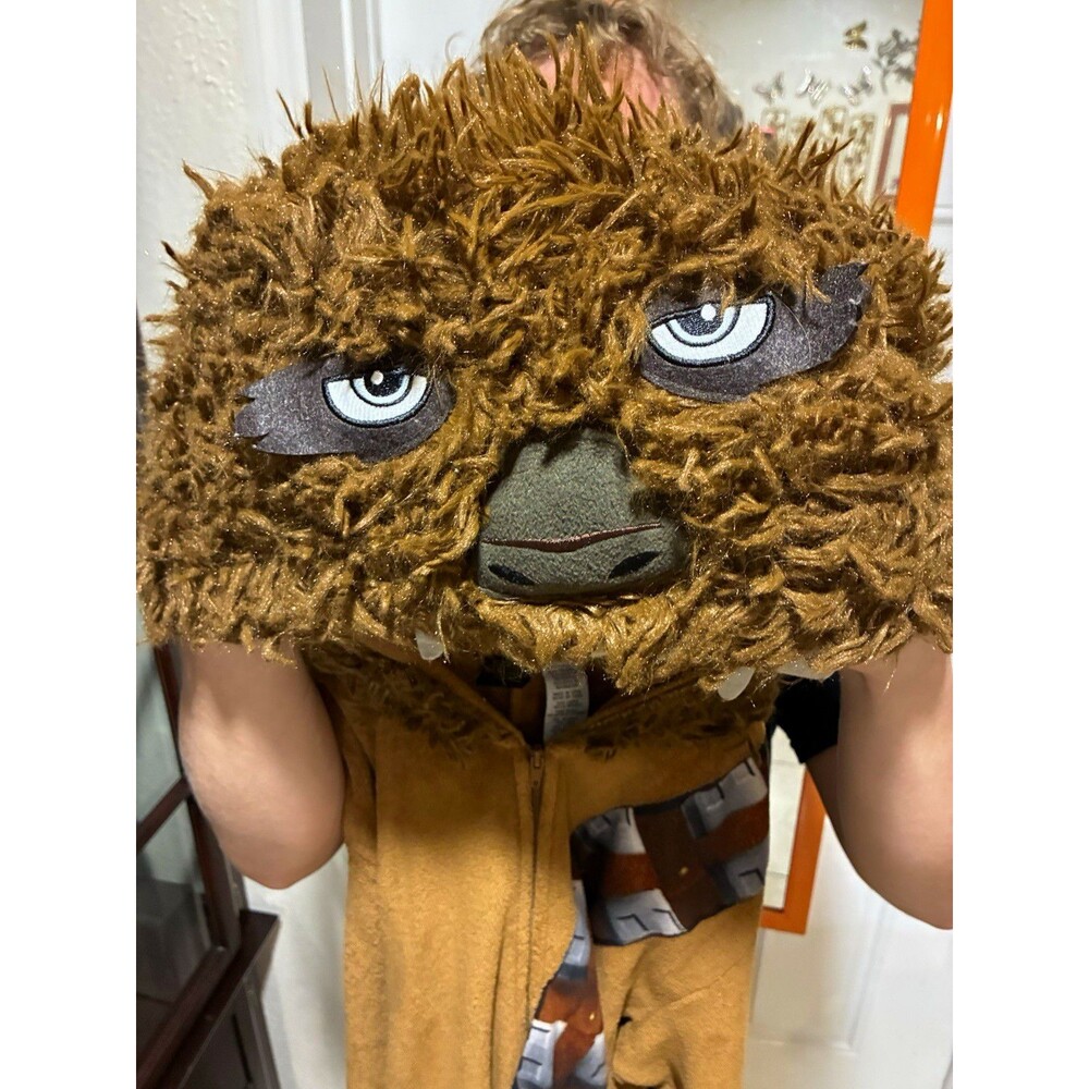 Star Wars Chewbacca Hooded Zip-Up One-Piece Bodysuit, Polyester M Halloween